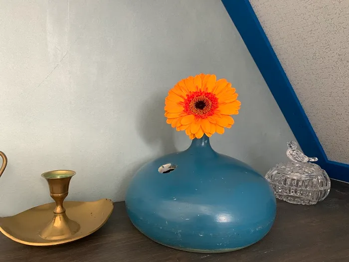 ドイツ 60s クラシックブルー 空きボトル ストーンウェア 花瓶 インテリア 【オランダから直送】