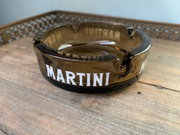 -SOLDOUT-【オランダから直送】イタリア 70s Martini & Rossi マルティーニ ＆ ロッシ ヴィンテージ アンバーガラス 灰皿