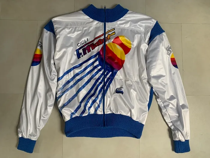-SOLDOUT-80s Francesco Moser フランチェスコ・モゼール ヴィンテージ 古着 サイクリングジャケット トラックジャケット ブルー ホワイト 自転車 【オランダから直送】