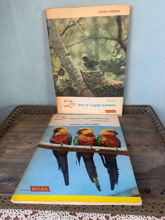 洋書 オランダ 60s Rizla リズラ ZO leer je vogels kennen 小鳥の図鑑 イラスト 本 古本 古書 ヴィンテージ 2冊セット 【オランダから直送】