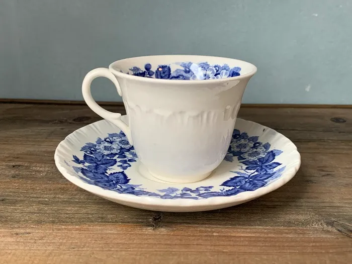 イギリス 40s WEDGWOOD of Etruria ウェッジウッド ブルー イチゴ お花