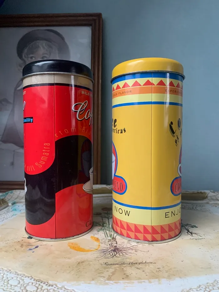 オランダ コーヒー缶 筒状 レトロポップ ヴィンテージ 2つセット
