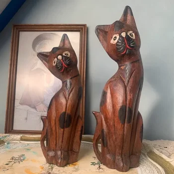 ヴィンテージ　木製オブジェ　旧東ドイツ製　仕立て屋さんと猫 ヴィンテージ フランス ハンドメイド 木製 猫 オブジェ