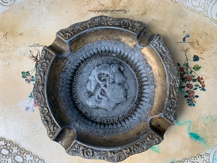 -SOLDOUT-ギリシャ 40s コイン 亜鉛合金 銅 ヴィンテージ シャビ― 灰皿 【オランダから直送】