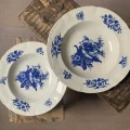 ベルギー 30s ボッホ フレール(Boch Freres) RHODIAシリーズ 青いお花 陶器 スープ皿 アンティーク皿・プレート