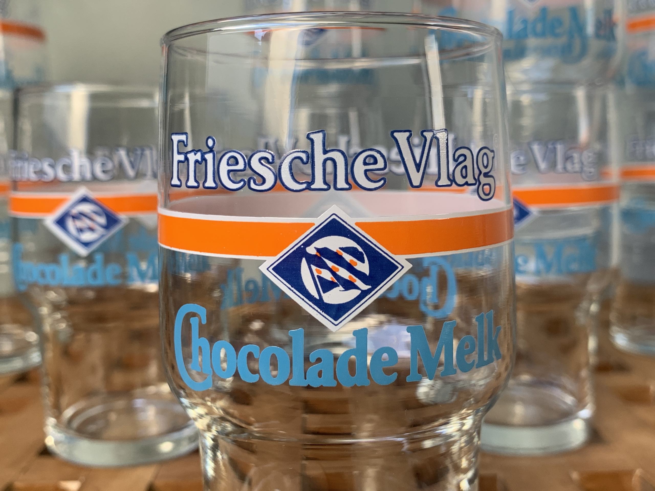 オランダ 70s Friesche Vlag チョコレートミルク ヴィンテージ グラス 2点セット