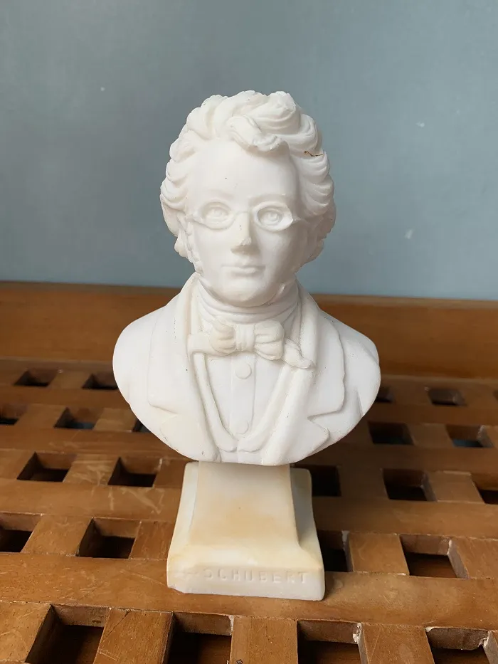 ドイツ Schubert  シューベルト 胸像 置物 ホワイト アラバスター ヴィンテージ・アンティーク 【オランダから直送】