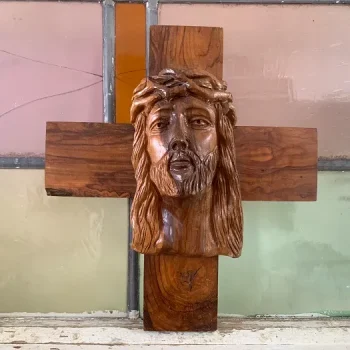 ベルギー 40s INRI イエスキリスト クロス 顔 木製 手彫り