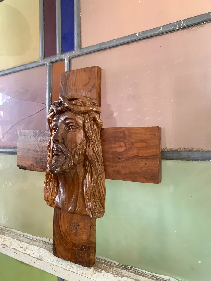 ベルギー 40s INRI イエスキリスト クロス 顔 木製 手彫り 十字架 