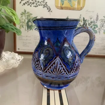 -SOLDOUT-モロッコ 30s SAFI 陶器 ジャグ フラワーベース・花瓶 ブルー アフリカン ヴィンテージ 【オランダから直送】 | Blue  Swallow Vintage (EU)