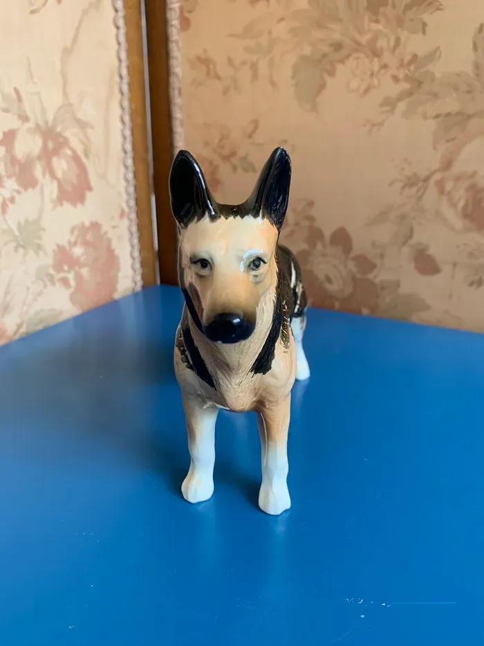 オランダ 70s 陶器 シェパード 犬 置物 幅 約 20 cm ヴィンテージ 