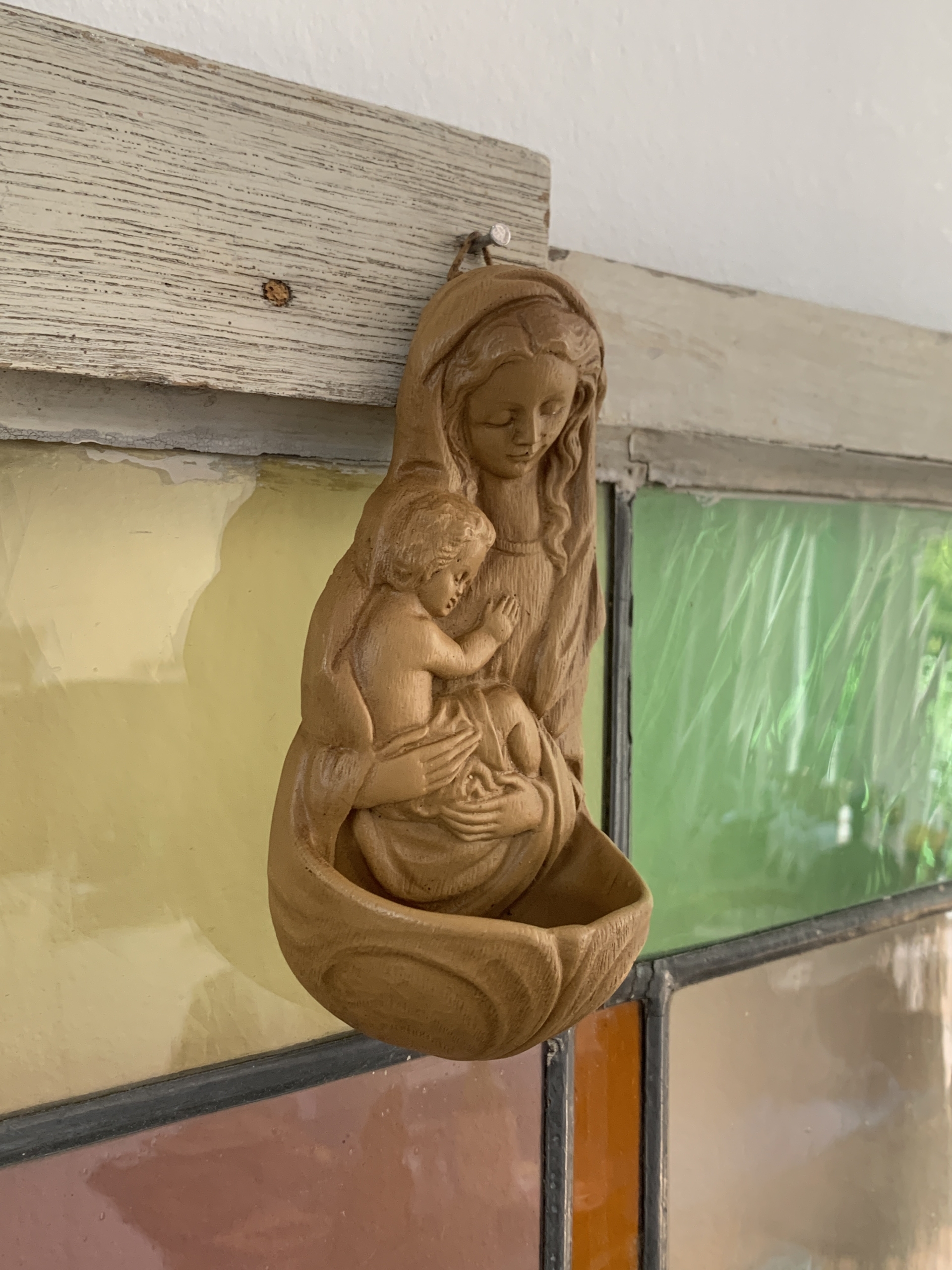 -SOLDOUT-ドイツ 50s 聖水盤  聖母マリア 壁掛け ヴィンテージ