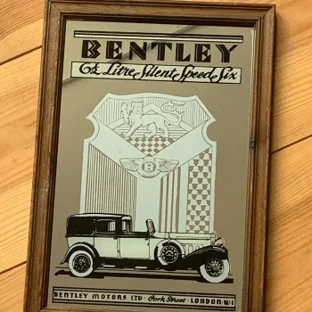 ヴォーグ 木製 ヴィンテージ パブミラー イギリス レトロ 雑貨 看板 壁掛け イギリス Bentley Motors ベントレー・モーターズ 鏡 パブミラー