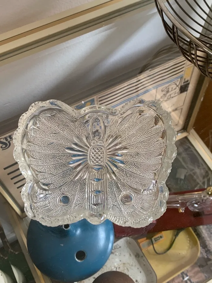 フランス 70s ガラス デザート 蝶々 アンティーク 小皿