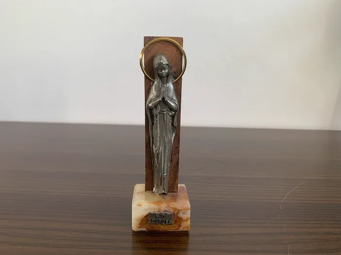 フランス 50s 聖母マリア ルルドの泉 錫 置物・オブジェ ヴィンテージ