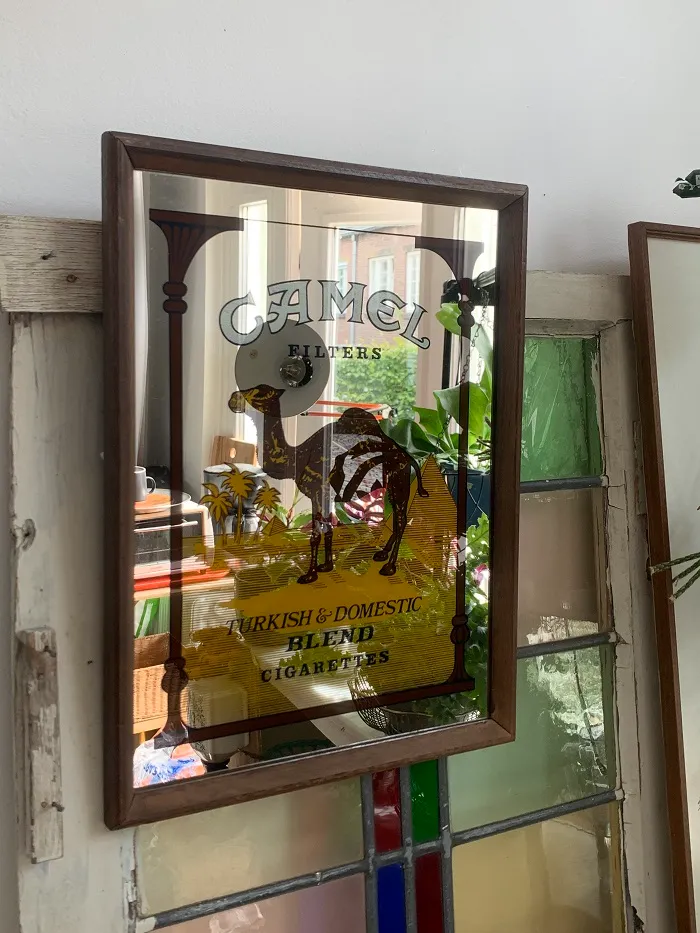 CAMEL キャメル パブミラー 鏡 ヴィンテージ 木製フレーム 壁掛け
