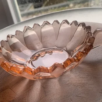 70s ピンク ガラス デザートプレート ジュエリートレイ グラスカップ ...