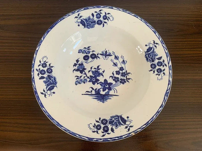 ベルギー 30s NIMY アンティーク スープ皿 ブルー 花 陶器 食器