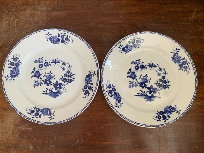 ベルギー 30s NIMY アンティーク ディナープレート 皿 ブルー 花 陶器 食器