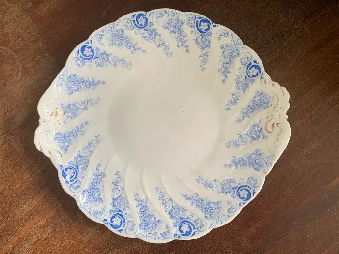 -SOLDOUT-イギリス 1900年前後 William Alsager Adderley アンティーク 皿 ブルー 花 陶器