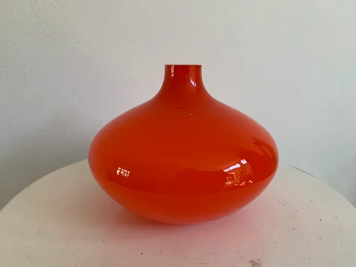 ガラス 花瓶 フラワーベース レトロポップ オレンジ オニオン型