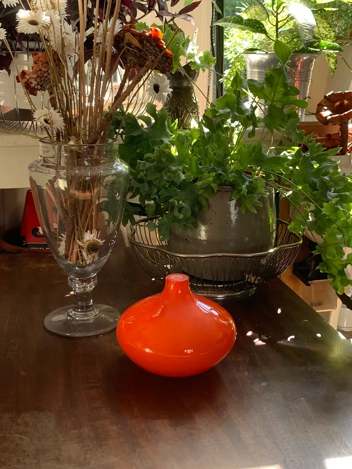 SOLDOUT-ガラス 花瓶 フラワーベース レトロポップ オレンジ オニオン 
