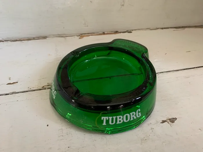デンマーク 70s Tuborg ツボルグ ヴィンテージ ガラス 灰皿 グリーン