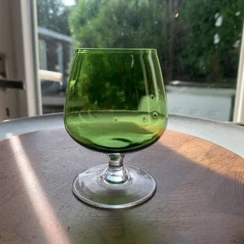 ドイツ 30s 吹きガラス グリーン ワイングラス・リキュールグラス 