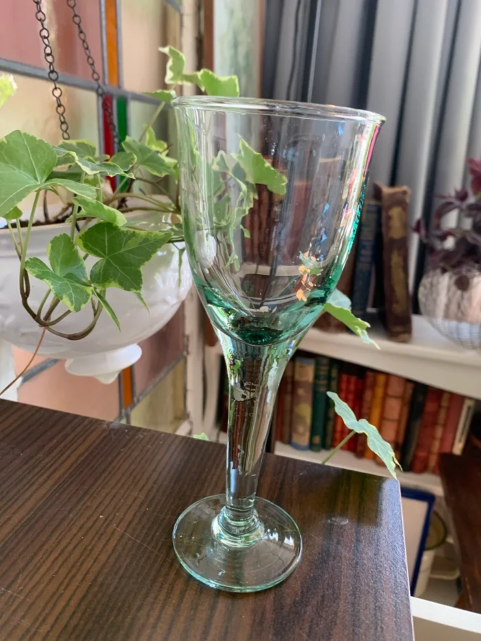 ドイツ 40s 気泡 グリーン 吹きガラス ワイングラス リキュールグラス
