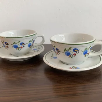 ポーランド 青いお花 コーヒーカップ・ティー＆ソーサー 陶器 ヴィンテージ 2点セット | Blue Swallow Vintage (EU)