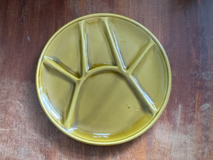 フランス 60s niderviller ニーデルヴィレー 陶器 フォンデュプレート 光沢 モスグリーン ヴィンテージ 皿