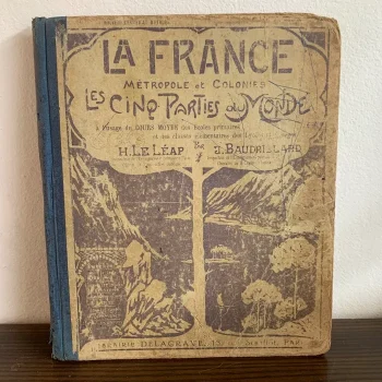 20s 洋書 LA FRANCE フランス語 教科書 教養 アンティーク | Blue