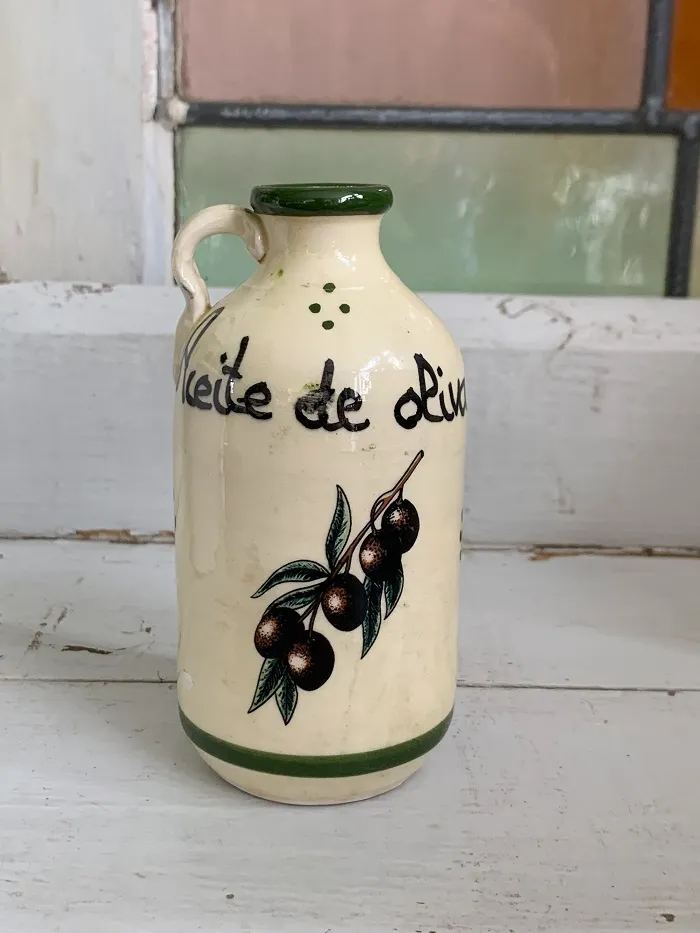 ドイツ 70s オリーブオイル 空きボトル 花瓶 陶器 ヴィンテージ