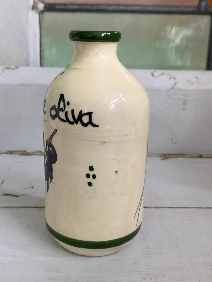 ドイツ 70s オリーブオイル 空きボトル 花瓶 陶器 ヴィンテージ | Blue 