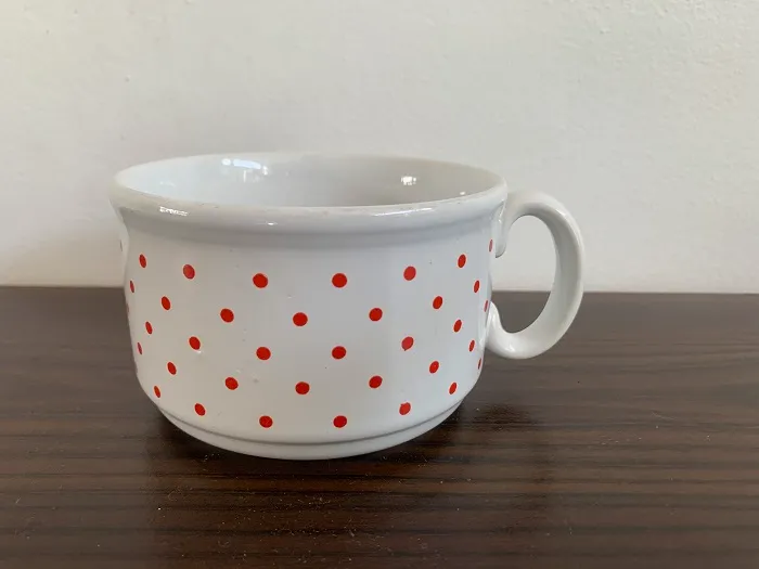 -SOLDOUT-イギリス製 80s マグカップ 赤い水玉 ドット ヴィンテージ 陶器