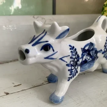 ヴィンテージハンドペイント デルフトブルー 豚貯金箱　ブルーホワイト　風車 花柄 SOLDOUT-オランダ 70s DELFT デルフト 牛 クリーマー 陶器 ハンド