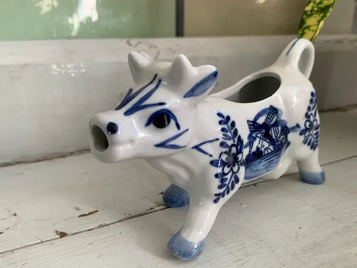 オランダ 70s DELFT デルフト 牛 クリーマー 陶器 ハンドペイント