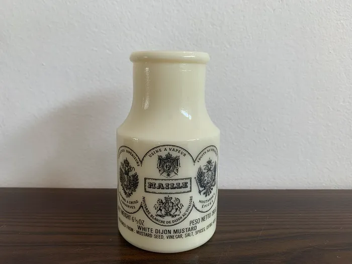 -SOLDOUT-フランス・パリ買い付け MAILLE マイユ マスタードポット 空き瓶 ミルクガラス 花瓶 70年代 ヴィンテージ