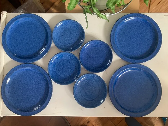 ドイツ Friesland フリースランド ブルー 青 Ceracron セラクロン 陶器 ヴィンテージ 皿 大2枚小2枚セット