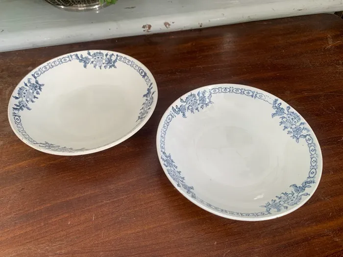 【オランダからお届け】フランス 30s St.AMAND サンタマン デザート皿 プレート 陶器 アンティーク 2枚セット