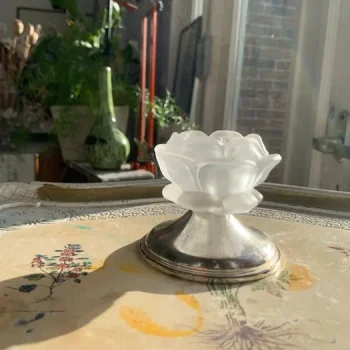 フランス・パリ 買い付け お花 キャンドルホルダー フロストガラス
