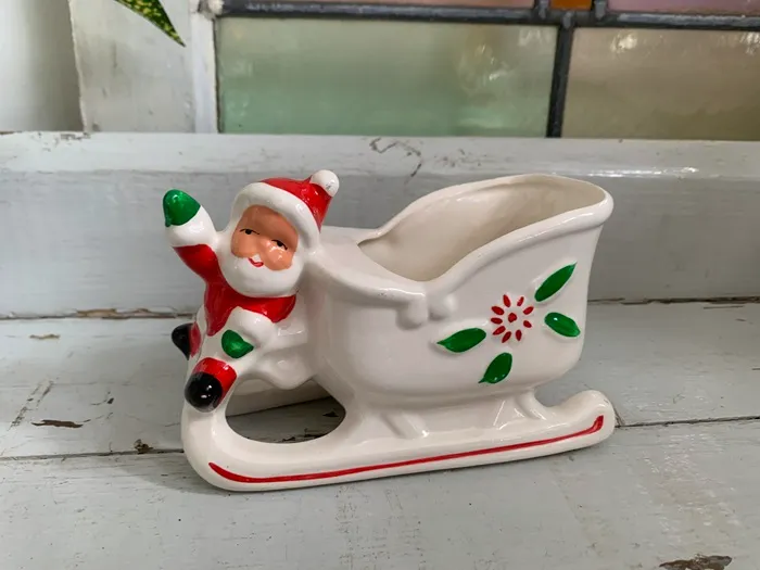 -SOLDOUT-サンタクロース ソリー 陶器 小物入れ プランター クリスマス クリスマス