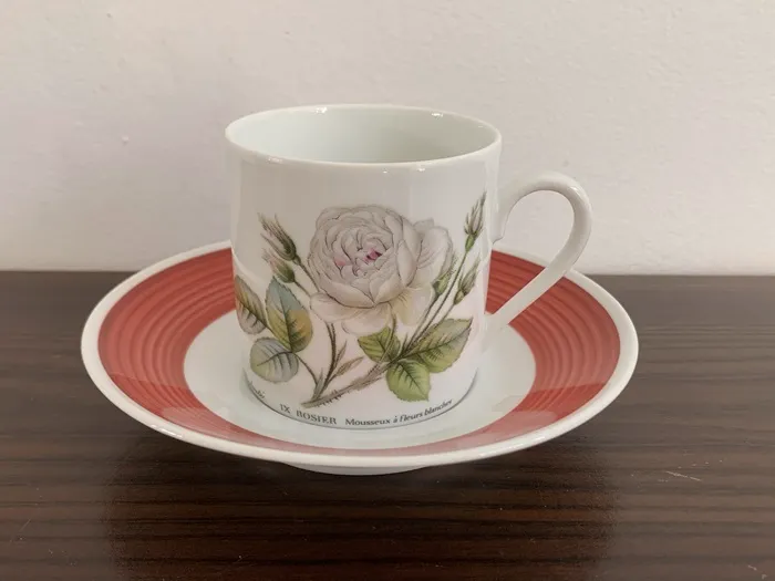 フッチェンロイター 白い薔薇 ボタニカル コーヒーカップ ＆ソーサー 陶器 ヴィンテージ