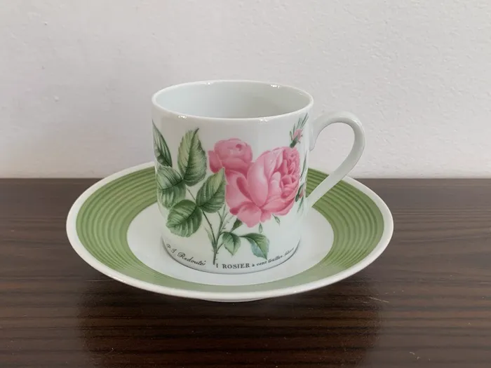フッチェンロイター ピンクの薔薇 ボタニカル コーヒーカップ ＆ソーサー 陶器 ヴィンテージ ②