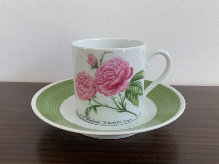フッチェンロイター ピンクの薔薇 ボタニカル コーヒーカップ ＆ソーサー 陶器 ヴィンテージ ③