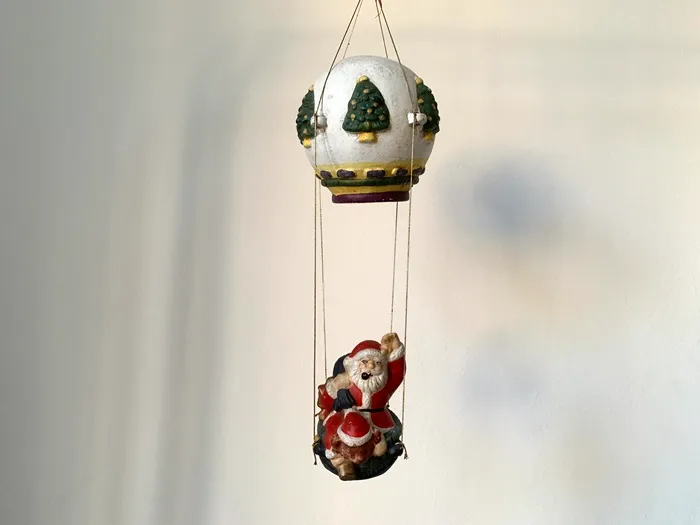 ドイツ 70s サンタクロース 気球 モービル クリスマスオブジェ 陶器 ゆらゆら ヴィンテージ