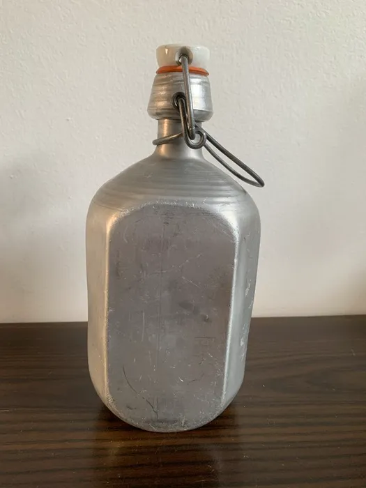 ドイツ 60s フラスコ アルミニウム 空き ボトル花瓶 水筒 ヴィンテージ