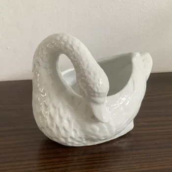 フランス 70s 白鳥 スワン プランター 置物 陶器 アンティーク | Blue