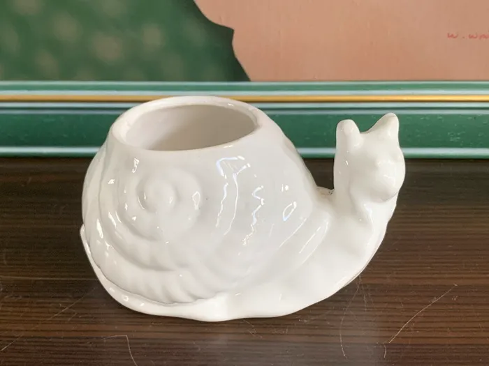 フランス 80s カタツムリ ホワイト 白 プランター・花瓶・置物 陶器 アンティーク