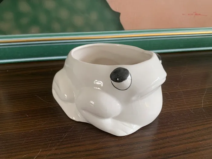 ベルギー 80s カエル 蛙 ホワイト 白 プランター・花瓶・置物 陶器 アンティーク 大